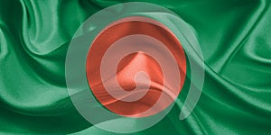 Bangladesh Flag. Flag of Bangladesh. Waving Bangladesh Flags. 3D Realistic Background Illustration in Silk Fabrisc Texture