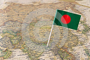 Bangladesh flag on a map