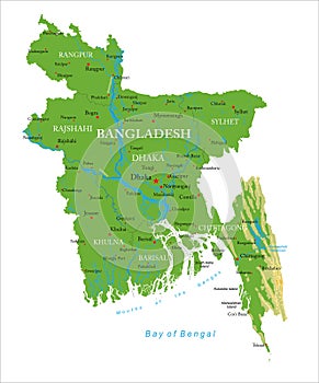 Bangladesh-highly detailed physical map