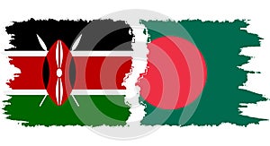 Bangladesh and Kenya grunge flags connection vector