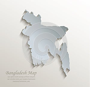 Bangladesh map white blue card paper 3D