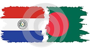 Bangladesh and Paraguay grunge flags connection vector