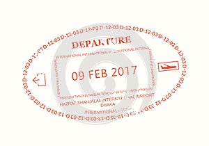 Bangladesh Passport stamp. Visa stamp for travel. Dhaka international airport grunge sign. Immigration, arrival and departure