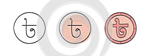 Bangladeshi Taka icons. Painted Taka symbol. Signs of the currencies of the world. Vector illustration