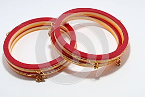 Bangle golden red colour gold jewellery new  design artifact on white background