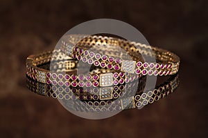 Bangle, Indian bracelets isolated on the dark background