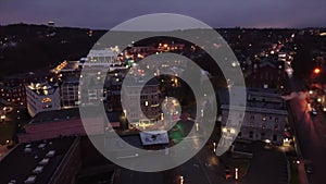 Bangor Maine night aerial video 1080