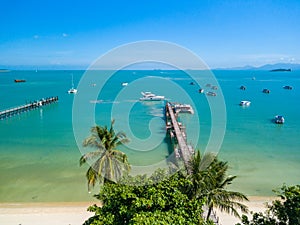 Bangrak bay and beach pier koh samui thailand