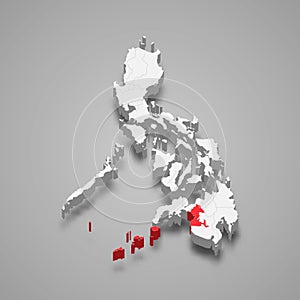 Bangsamoro region location within Philippines 3d map