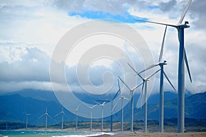 Bangui Wind Farm windmills in Ilocos Norte, Philippines