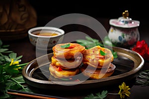 Banh Khot, Vietnnamese mini pancakes with toppings and sweet and sour sauce