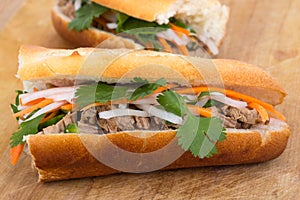 Banh mi vietnamese pork sandwich photo