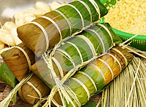 Banh tet, Vietnam glutinous rice cake photo