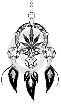 Banishes thoughts with marijuana leaf