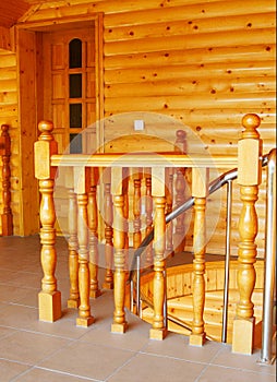 Banisters in the wooden, modern house.