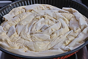 Banitsa, typical bulgarian cheese pie with phyllo and sirene