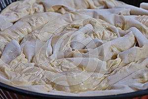 Banitsa, typical bulgarian cheese pie with phyllo and sirene