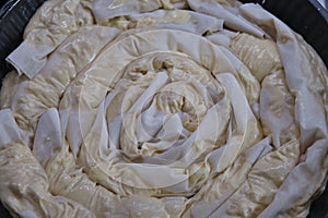 Banitsa, typical bulgarian cheese pie with phyllo and sirene