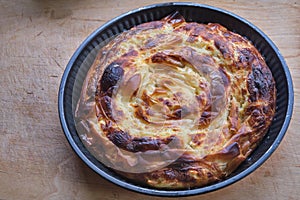 Banitsa, typical bulgarian cheese pie with phyllo and sirene