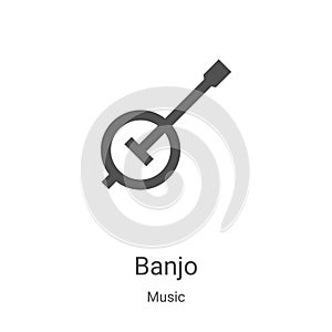 banjo icon vector from music collection. Thin line banjo outline icon vector illustration. Linear symbol for use on web and mobile