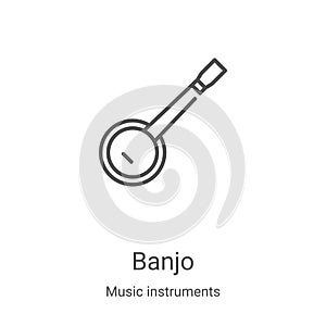 banjo icon vector from music instruments collection. Thin line banjo outline icon vector illustration. Linear symbol for use on