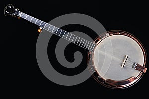 Banjo isolated on black background.