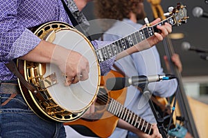 Banjo player in a band photo