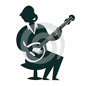 Banjo player silhouettes vector illustration