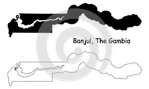 Banjul The Gambia. Detailed Country Map with Location Pin on Capital City. photo