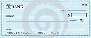 Blank bank Cheque photo