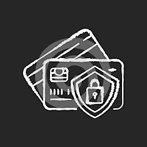 Bank account security chalk white icon on black background