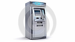 Bank ATM isolated on white background. Generative AI