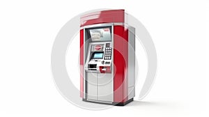 Bank ATM isolated on white background. Generative AI