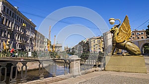 Bank Bridge at Griboyedov Canal in St. Petersburg