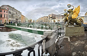 Bank bridge with griffons