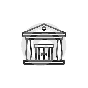 Bank building with columns line icon