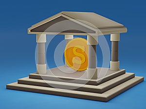 Bank building or deposit safe with money