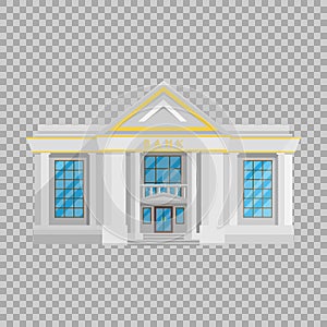 Bank building Flat in style on a transparent background vector illustration. The institution which holds money photo