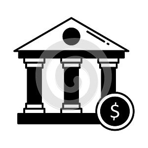 Bank building Half Glyph Style vector icon which can easily modify or edit