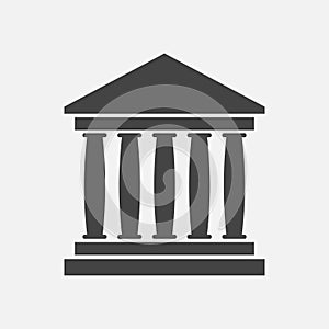 Bank building icon in flat style.