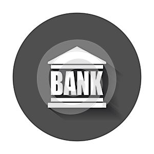 Bank building icon in flat style.