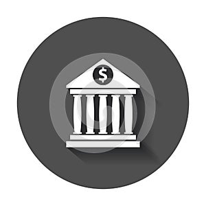 Bank building icon in flat style.