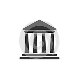 Bank building icon in flat style. Government architecture vector