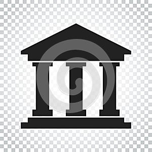 Bank building icon in flat style. Museum vector illustration on