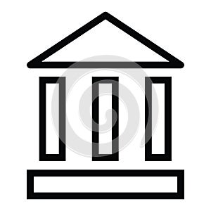 Bank building icon with outline style