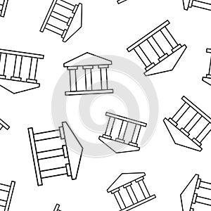 Bank building icon seamless pattern background. Government architecture vector illustration. Museum exterior symbol pattern