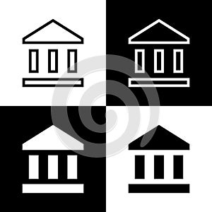 Bank building icon vector in simple style. Museum university concept