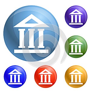 Bank building icons set vector