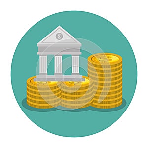 Bank building isolated icon