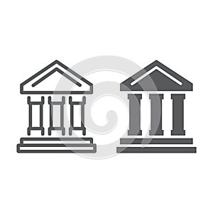 Bank building line and glyph icon, finance banking